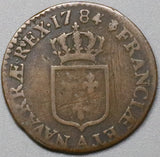 1784/3-A Louis XVI 1/2 Sol France Unlisted Overdate Paris Mint Coin (23121005R)