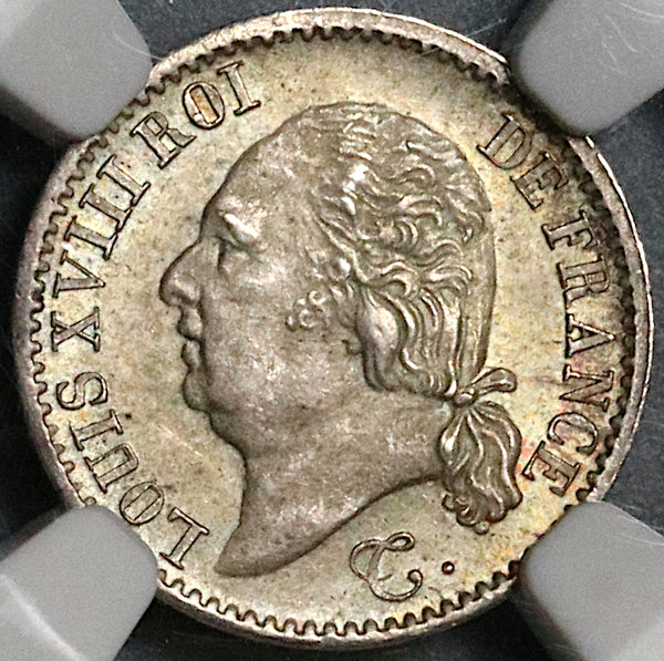 1817-A NGC MS 64 France 1/4 Franc Louis XVIII Silver Paris Mint Coin (22031603C)