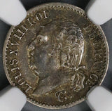 1822-A NGC XF 45 France Louis XVIII 1/4 Franc Silver Coin 36K Minted (18123001C)