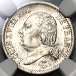 1823-W NGC MS 61 France 1/4 Franc Louis XVIII Silver Coin Rare 16k (20012304C)