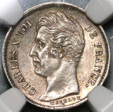 1826-A NGC AU 58 France 1/4 Franc Charles X Silver Coin 86k Minted (20012706C)