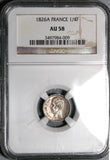 1826-A NGC AU 58 France 1/4 Franc Charles X Silver Coin 86k Minted (20012706C)