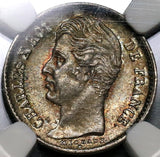 1828-A NGC MS 63 France 1/4 Franc Charles X Paris Silver Coin (19111801C)