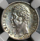 1830-A NGC MS 62 France 1/4 Franc Die Clash Mint Error Charles X Paris Mint Silver Coin (20012001C)