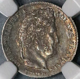 1833-D NGC AU 53 France 1/4 Franc Louis Philippe Rare Lyon 16k POP 1/0 Coin (22061204C)