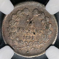 1833-D NGC AU 53 France 1/4 Franc Louis Philippe Rare Lyon 16k POP 1/0 Coin (22061204C)