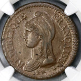 1796-W NGC AU 58 France An 5 Decime 10 Centimes Coin Rare 39K minted (19042904C)