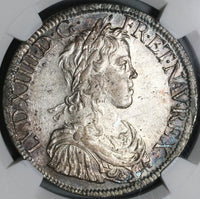 1652-A NGC-AU55 France Louis XIV Ecu Silver Crown Coin (20082201C)