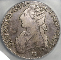 1784-I ICG VF 20 France Louis XVI Ecu Crown Silver Limoges Coin (21061202C)