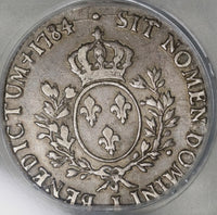 1784-I ICG VF 20 France Louis XVI Ecu Crown Silver Limoges Coin (21061202C)