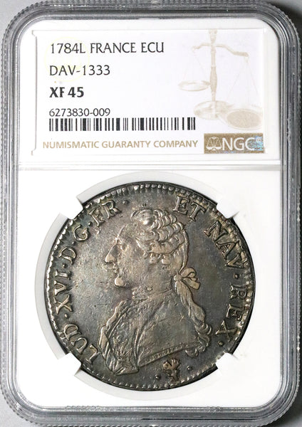 1784-L NGC XF 45 France Louis XVI Ecu Crown Bayonne Mint Silver