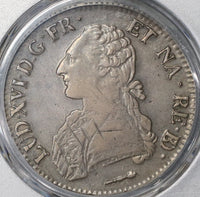 1785-Pau PCGS XF 40 France Louis XVI Ecu Crown Bearn Silver Coin (18110201C)