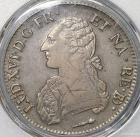 1785-Pau PCGS XF 40 France Louis XVI Ecu Crown Bearn Silver Coin (18110201C)