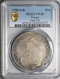 1785/4-K PCGS VF 25 France Louis XVI Ecu Rare Overdate Bordeaux Mint Silver Coin POP 1/0 (22110102C)