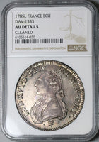 1785-L AU Det France Louis XVI Ecu Crown Bayonne Mint Silver Coin (22101801D)
