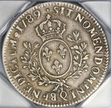 1789-Q ICG VF 20 France Louis XVI Ecu Crown Silver Perpignan Coin (20121102C)