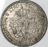 1790-A NGC XF 40 France Louis XVI Ecu Crown Silver Paris Coin (21090105C)