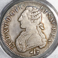 1790-D PCGS VF Det Louis XVI France Ecu Rare Lyon Mint Silver Dollar Coin (20102701C)
