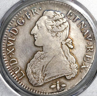 1790-D PCGS VF Det Louis XVI France Ecu Rare Lyon Mint Silver Dollar Coin (20102701C)