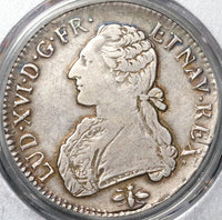 1790-D PCGS VF Det Louis XVI France Ecu Rare Lyon Mint Silver Dollar Coin (20102701C)