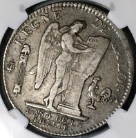 1792-A NGC Fine 15 France Louis XVI Ecu Constitution Paris Mint Coin (21021502C)