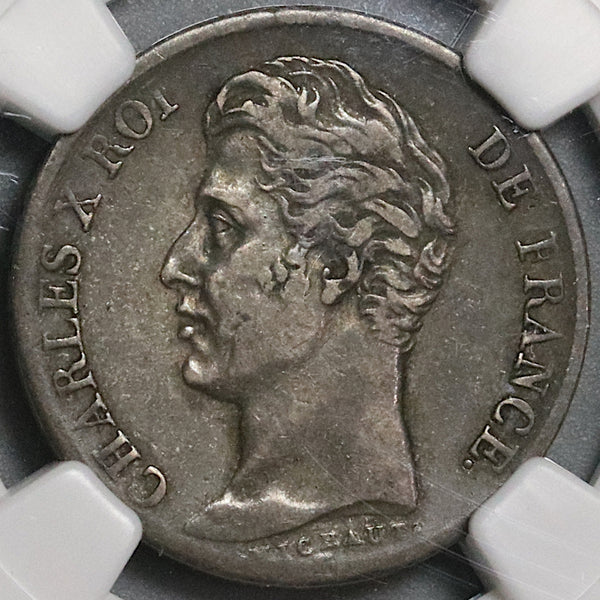 1828-T NGC VF 35 France 1 Franc Charles X Nantes 36K Silver Coin POP 1/0 (22031604C)