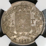 1829-K NGC XF 40 France 1 Franc Charles X Bordeaux 50K Coin POP 1/0 (22061202C)