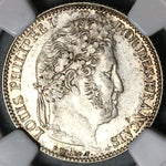 1832-H NGC AU 50 France 1 Franc Louis Philippe La Rochelle Silver Coin 80K POP 1/1 (22102401C)