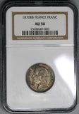 1870-BB NGC AU 50 France 1  Franc Napoleon III Key Date Silver Coin (18122902C)