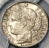 1871 PCGS MS 65 France 1 Franc Ceres Large A Paris Mint Silver Coin (23030904C)