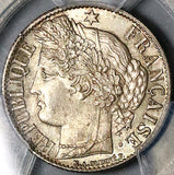 1871 PCGS MS 65 France 1 Franc Ceres Large A Paris Mint Silver Coin (23030904C)