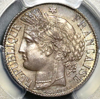 1888-A PCGS MS 64 France 1 Franc Ceres Mint State Silver Coin (20020102C)