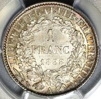 1888-A PCGS MS 64 France 1 Franc Ceres Mint State Silver Coin (20020102C)