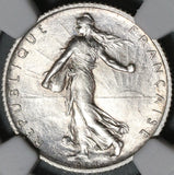 1909 NGC MS 64 France 1 Franc Sower Silver Mint State Coin (21021405C)