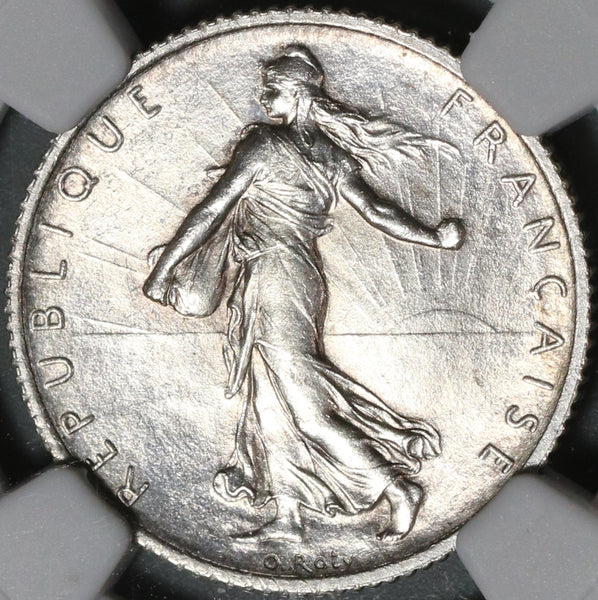 1909 NGC MS 64 France 1 Franc Sower Silver Mint State Coin (21021405C)