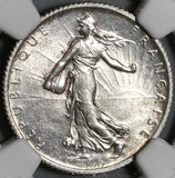 1909 NGC MS 64 France 1 Franc Sower Silver Mint State Coin (21021405C)