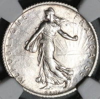 1909 NGC MS 64 France 1 Franc Sower Silver Mint State Coin (21021405C)