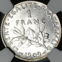 1909 NGC MS 64 France 1 Franc Sower Silver Mint State Coin (21021405C)