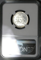 1909 NGC MS 64 France 1 Franc Sower Silver Mint State Coin (21021405C)
