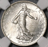 1915 NGC MS 65+ France 1 Franc Sower Silver WWI Mint State Coin (21031802C)