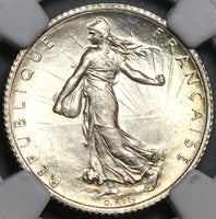 1916 NGC MS 65 France 1 Franc Sower Mint State WW I Silver Coin (22091303C)