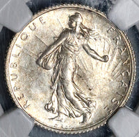 1917 NGC MS 65 France 1 Franc Sower Mint State Gem WWI Silver Paris Coin (22022701C)