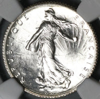 1917 NGC MS 66+ France 1 Franc Sower Mint State WWI Silver Coin (21050701C)