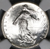 1917 NGC MS 66+ France 1 Franc Sower Mint State WWI Silver Coin (21050701C)