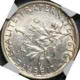 1919 NGC AU Det France 1 Franc Mint Error Rotated Dies  Silver Coin (21090606C)