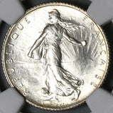 1919 NGC MS 66 France 1 Franc Sower Silver Gem Mint State Coin (22012103C)
