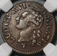1779-H NGC AU 53 France Liard Louis XVI La Rochelle Royal Coin POP 1/0 (21032202D)