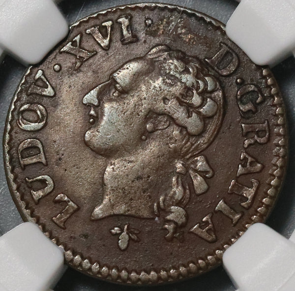 1779-H NGC AU 53 France Liard Louis XVI La Rochelle Royal Coin POP 1/0 (21032202D)