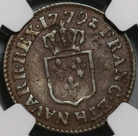 1779-H NGC AU 53 France Liard Louis XVI La Rochelle Royal Coin POP 1/0 (21032202D)