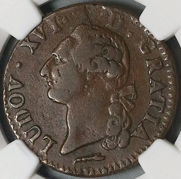 1779-Cow NGC VF 30 France Louis XVI Sol Rare Pau Mint Royal Coin  POP 1/0 (22122703C)